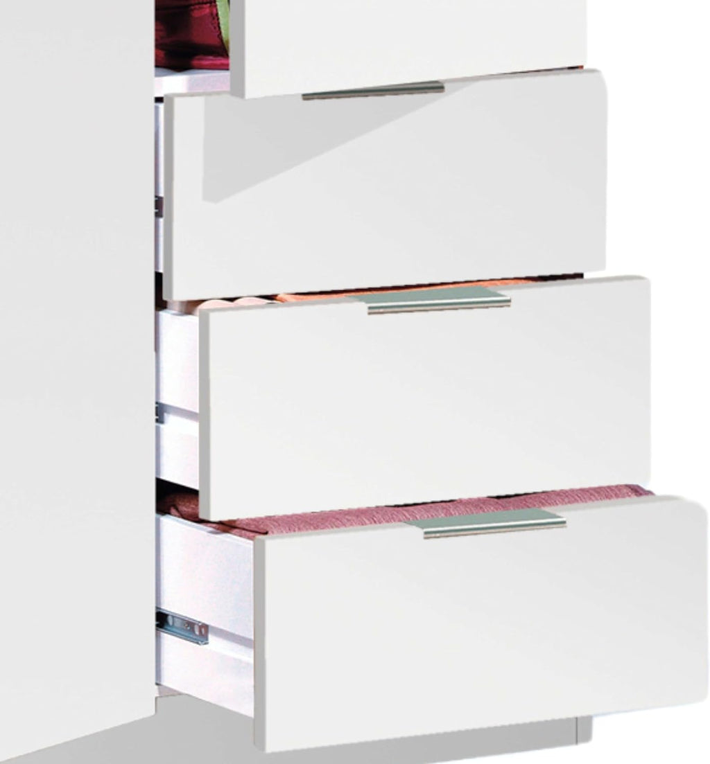 Szafa ubraniowa Habitdesign z trzema drzwiami i trzema szufladami, wykończenie w kolorze Artic White, wymiary: 121 cm (szer.) x 180 cm (wys.) x 52 cm (gł.)