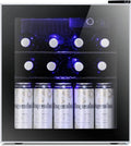 Antarctic Star 1.6cu.ft Wine Cooler/Cabinet Beverage Refrigerator Small Mini Red & White Wine Cellar Beer Soda Clear Front Glass Door Counter Top Bar Fridge Quiet Operation Compressor Adjust Temperature Freestanding…