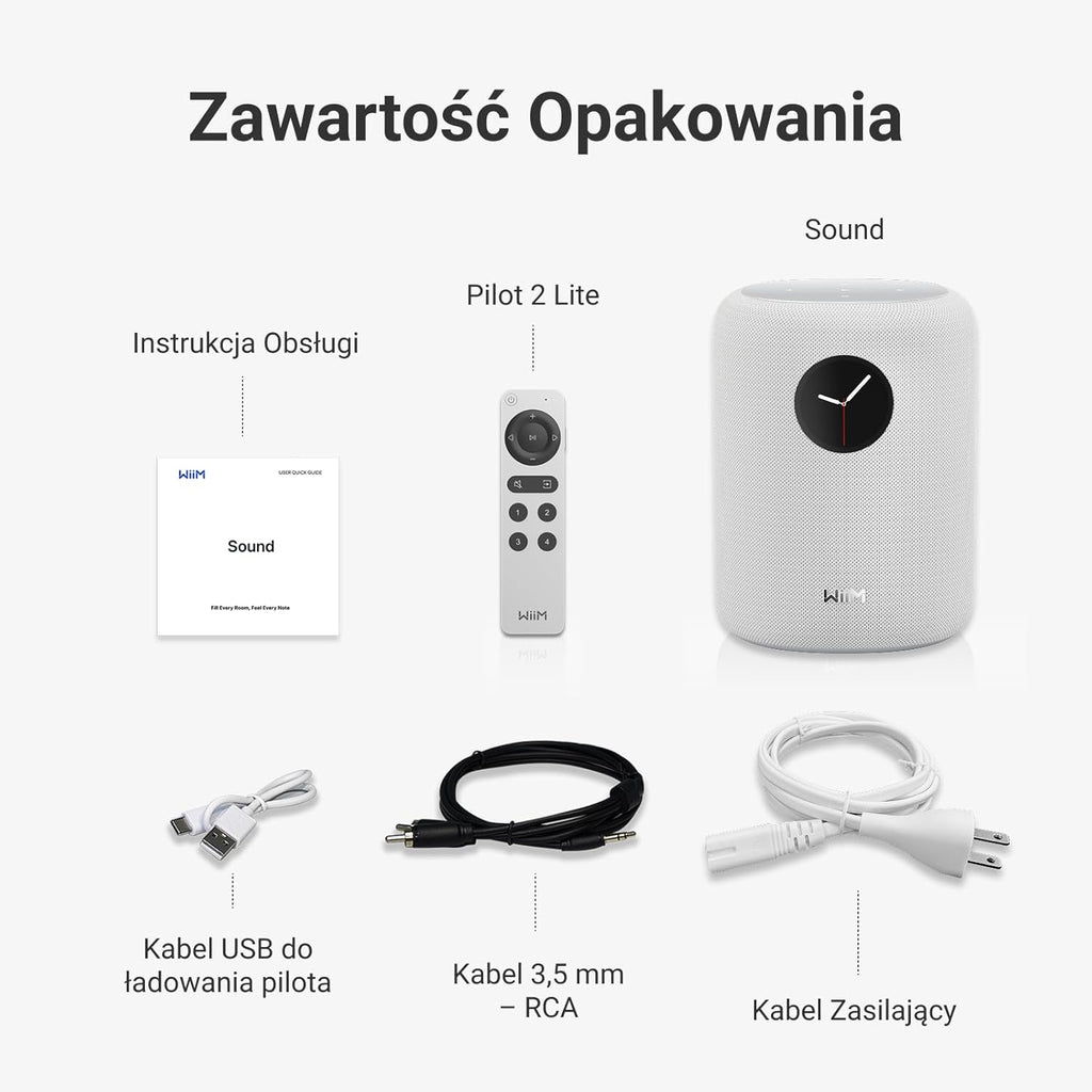 WiiM Sound inteligentny głośnik z ekranem 1,8″, Hi-Res 24-bit/192 kHz, AI RoomFit™, 100 W, Wi-Fi 6E/Bluetooth 5.3, multiroom i stereo, pilot w zestawie, Czarny
