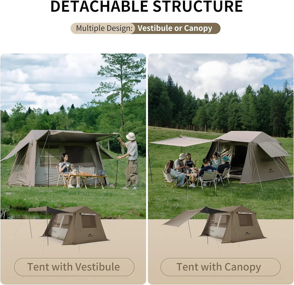 Naturehike Village namiot rodzinny, 13,0㎡ & 6,0㎡ & 5,0㎡, namiot typu pop-up, namiot domowy, kemping, namiot kempingowy dla 2-6 osób, duży namiot tunelowy o wodoodporności 2000 mm słupa wody
