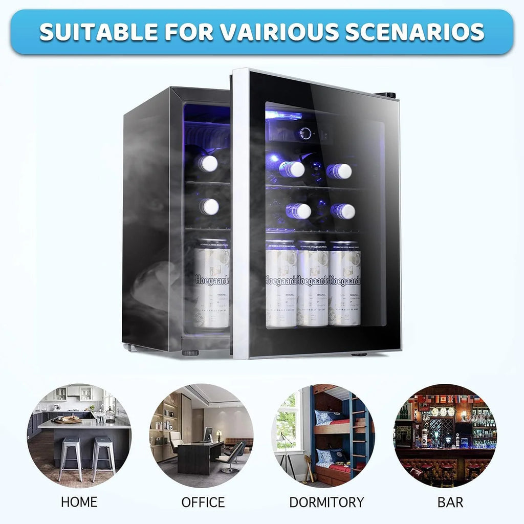 Antarctic Star 1.6cu.ft Wine Cooler/Cabinet Beverage Refrigerator Small Mini Red & White Wine Cellar Beer Soda Clear Front Glass Door Counter Top Bar Fridge Quiet Operation Compressor Adjust Temperature Freestanding…