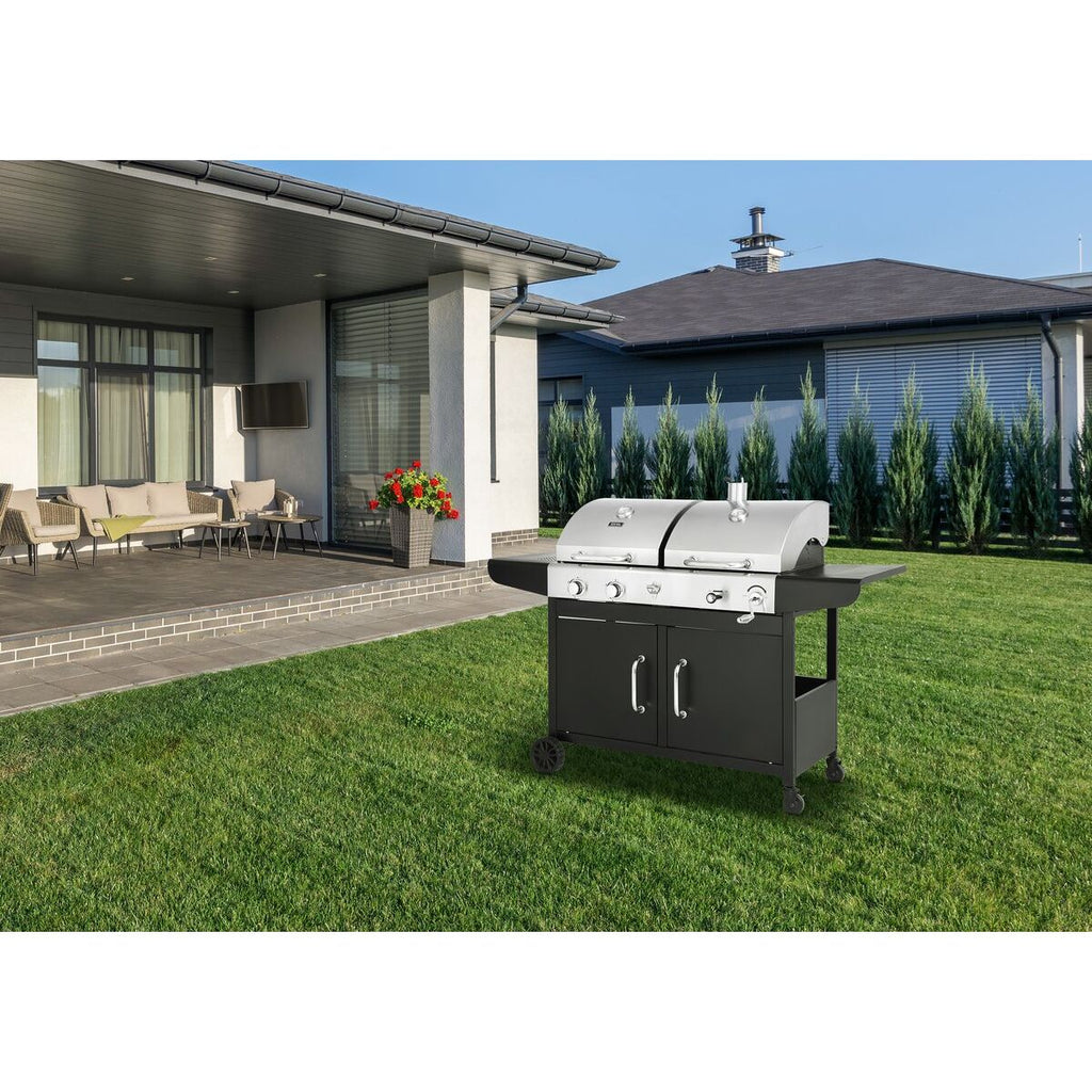 Grill gazowo-węglowy 2 w 1 Western - czarny