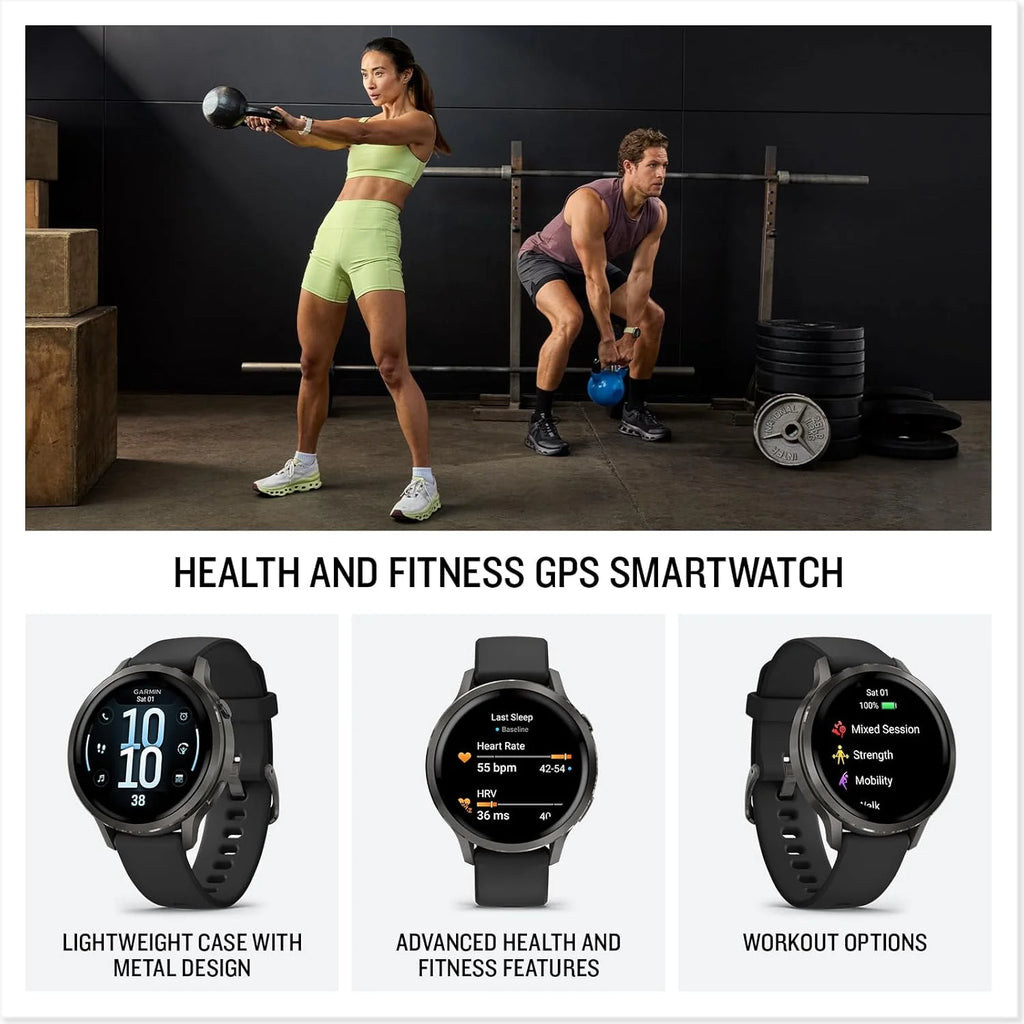 Garmin Venu 4 Premium Smartwatch GPS 41mm, AMOLED, Latarka LED, Slate Black/Black