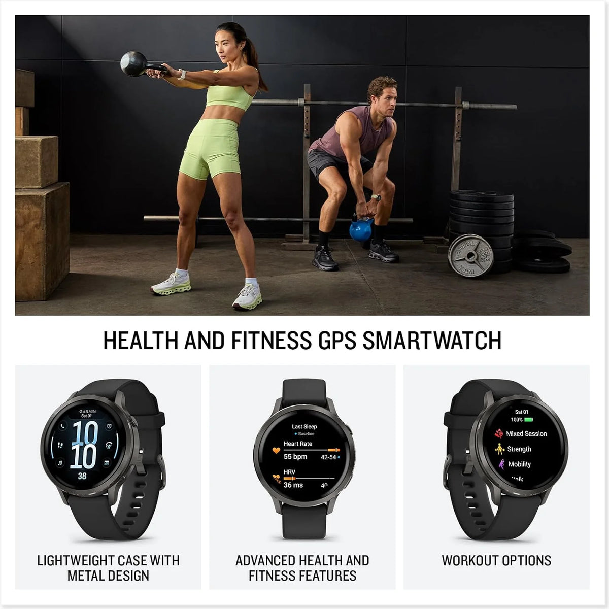 Garmin Venu 4 Premium Smartwatch GPS 41mm, AMOLED, Latarka LED, Slate Black/Black