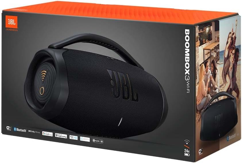 Jbl Boombox 3 Wi-Fi 6925281953859 Głośnik Przenośny, Czarny, 48,24 cm x 25,69 cm x 19,97cm