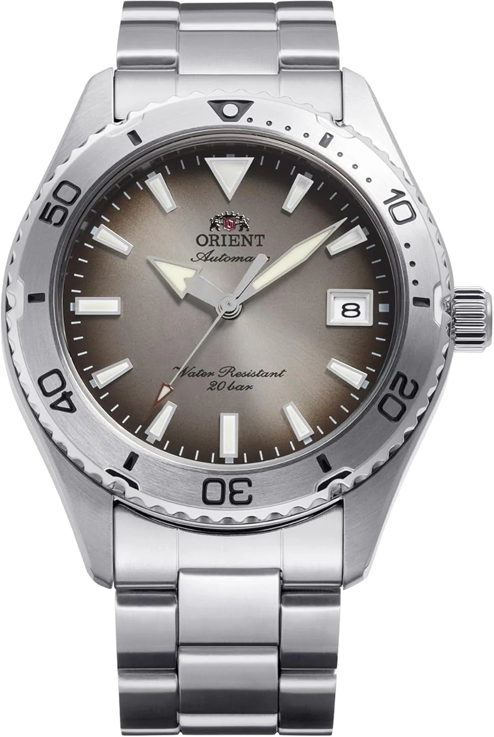 Orient Sports Mako 40 mm męski automatyczny ręczny mechaniczny zegarek sportowy i koperta ze stali nierdzewnej szara tarcza - RA-AC0Q16N