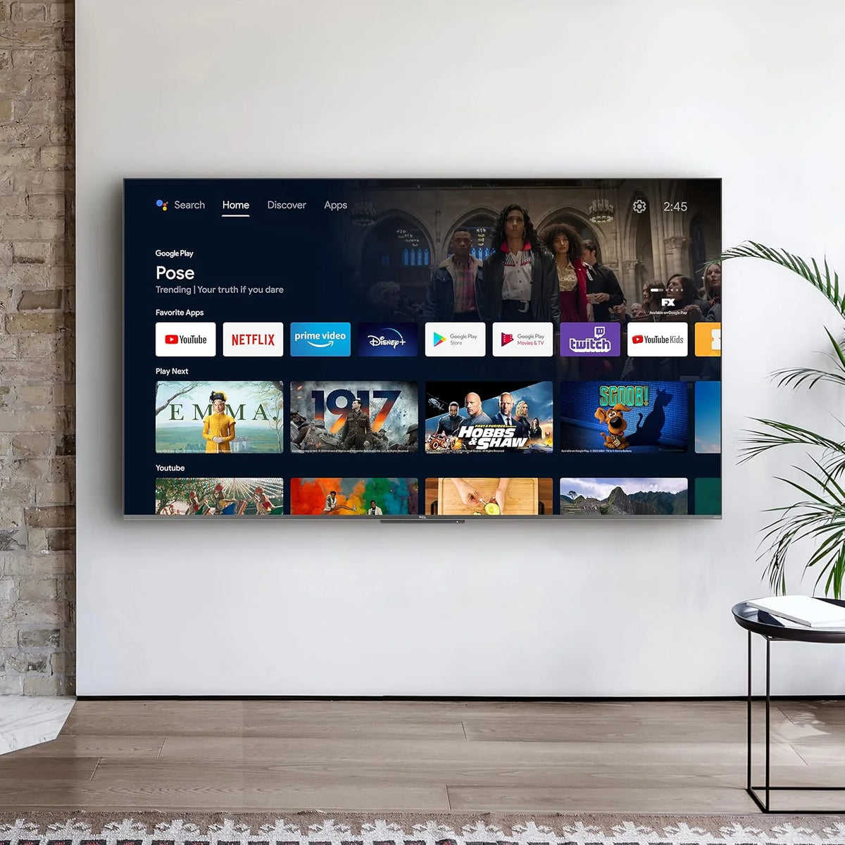 TCL 65V6C 65-calowy bezpośredni telewizor LED, 4K HDR TV, Smart TV Powered by Google (Dolby Audio, Motion Clarity, kompatybilny z Google Assistant & Alexa, 2025 nowy model)