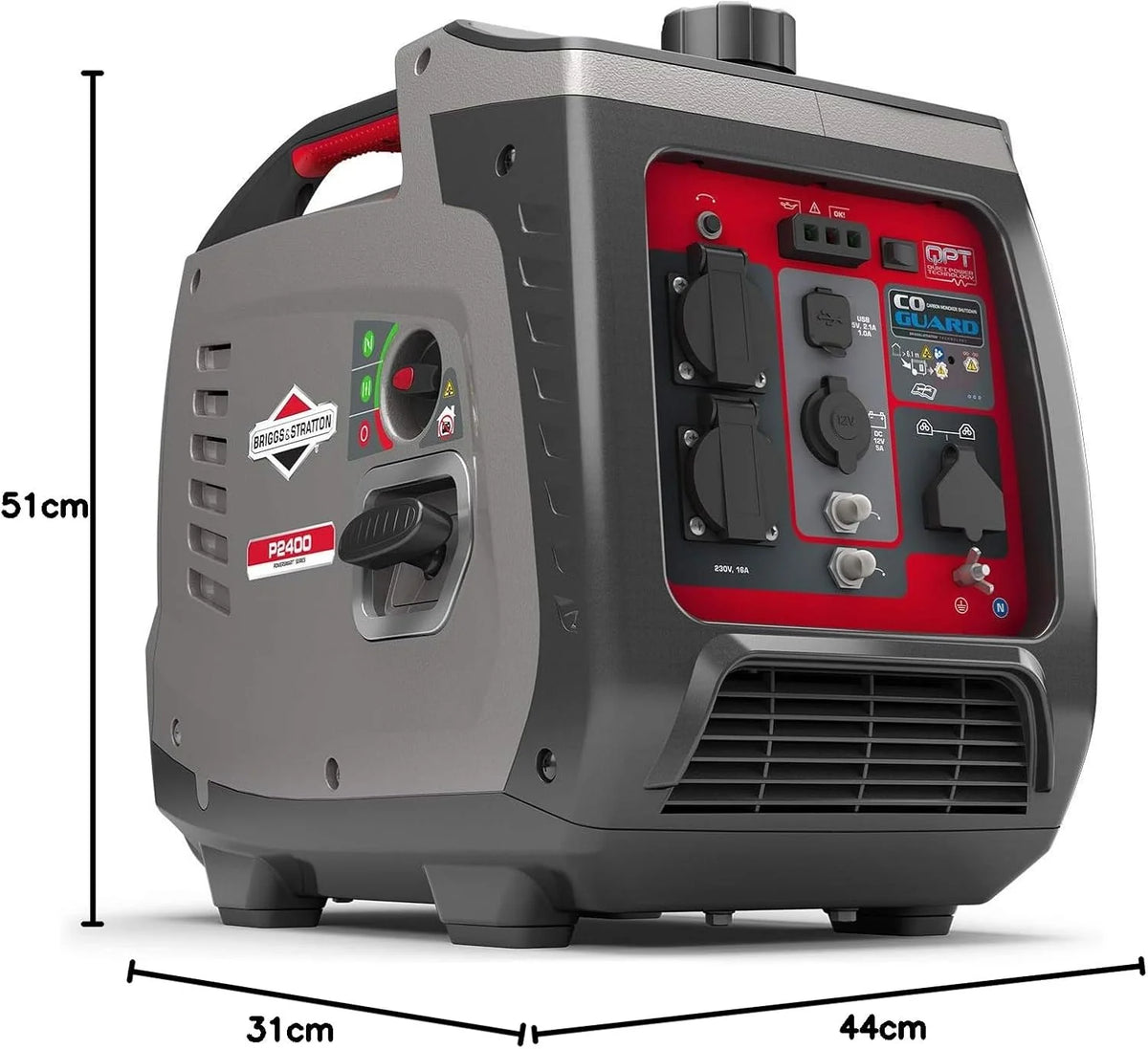 Briggs & Stratton 030800 Inwerterowy Generator Prądu z Serii Powersmart P2400 o Mocy 2400 W/1800 w Czystej Prądu, Bardzo Cichy i Lekki i Lekki, W