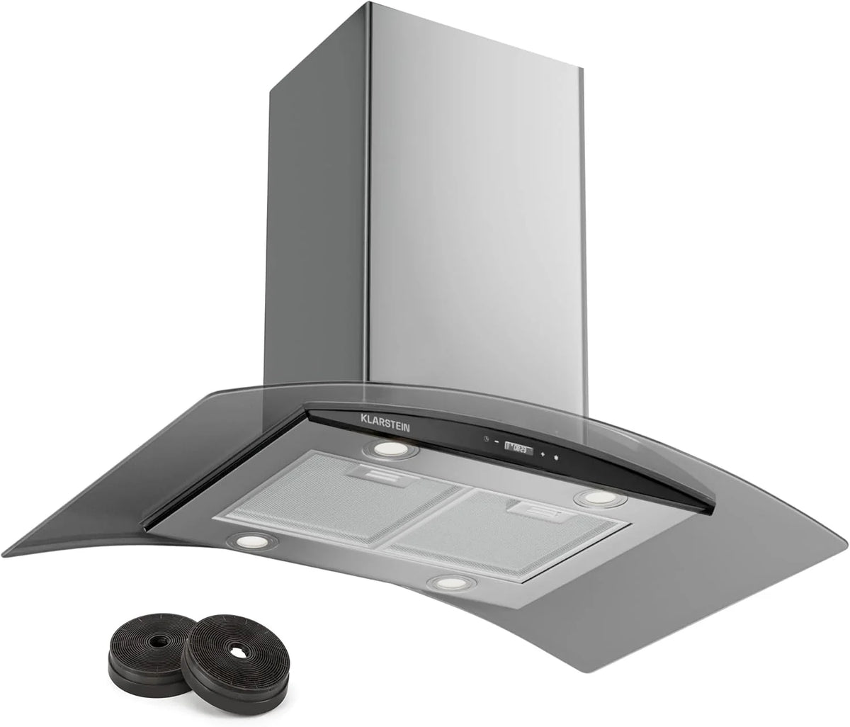 Klarstein Okap kuchenny 90 cm, z filtrem nadającym się do mycia w zmywarce, oświetleniem LED i sterowaniem dotykowym, cichy okap kuchenny z przepływem powietrza 600 m³/h, energooszczędne okapy ścienne