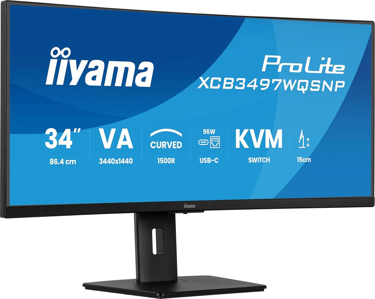 iiyama XCB3497WQSNP-B1 34, VA, 3440 x 1440/120 Hz, 2HDMI/1DP/1USBC, HAS, RJ45, PD95W, KVM