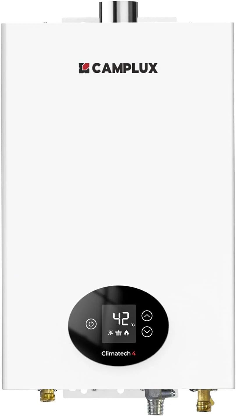 CAMPLUX Climitech 4 Gazowy Podgrzewacz Wody 12-litrowy, LPG, 28-50 mbar, do Łazienka/Kuchni/Balkonu, GX318LP