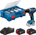 Bosch Professional 18 V firmy Bosch: wiertarko-wkrętarka akumulatorowa GSR 18V-65 (silnik bezszczotkowy, długość korpusu 166 mm, 2 akum. GBA 4.0Ah, 82-cz. zestaw osprzętu, walizka L-Case)
