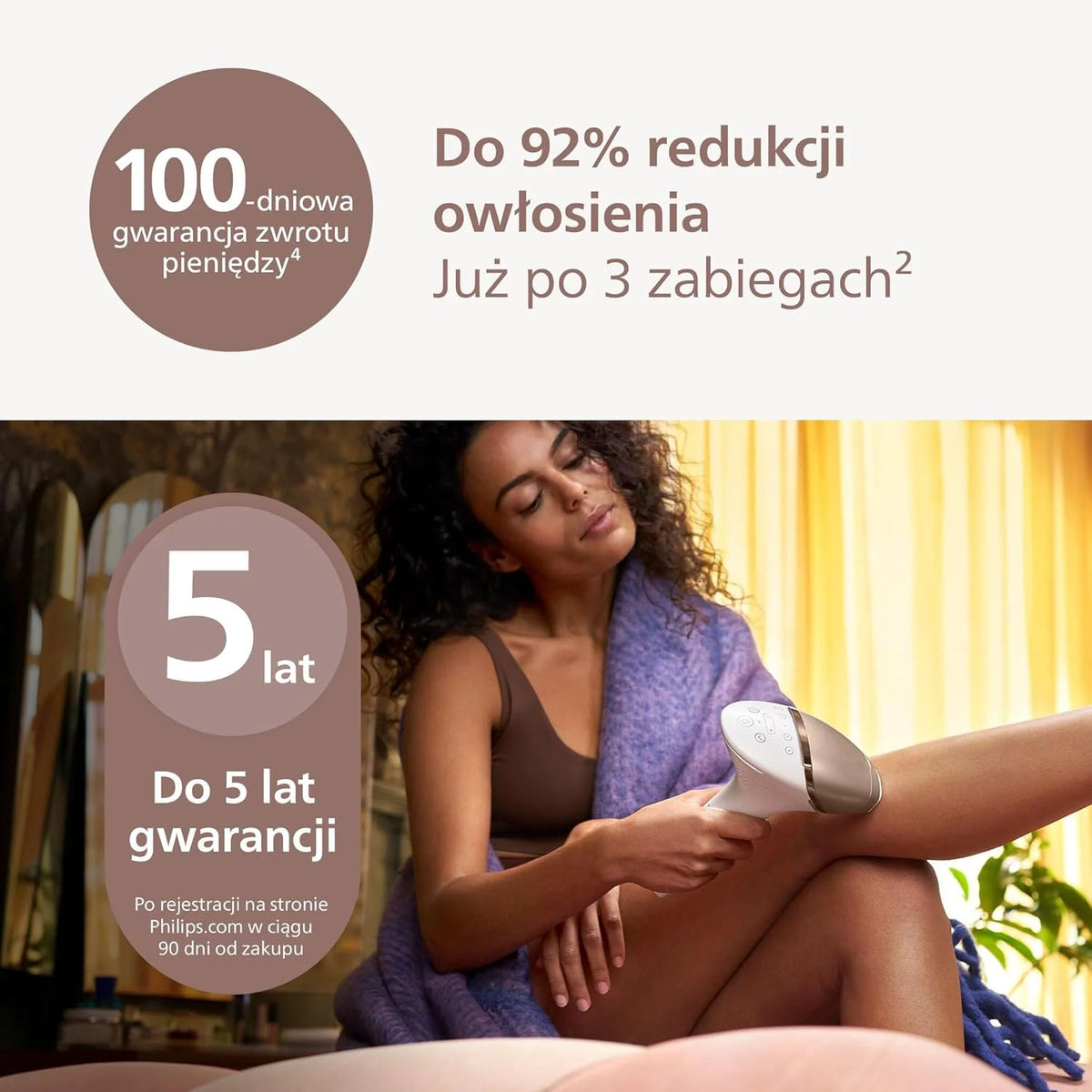 Philips Lumea Urządzenie IPL z serii 9000 — urządzenie do usuwania włosów, alternatywa dla laserowego usuwania włosów, technologia SenseIQ, 3 nasadki: do ciała, twarzy i precyzyjna, BRI955/00