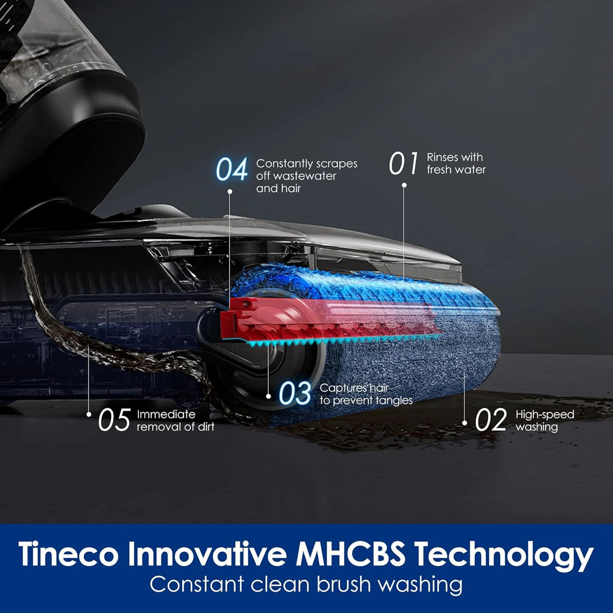 Tineco Floor ONE S7 Stretch Ultra Bezprzewodowy Odkurzacze na sucho i mokro, zapobiegająca splątaniu 180°, czas pracy 50 minut, samooczyszczanie Flashdry 85℃, dwustronne czyszczenie krawędzi