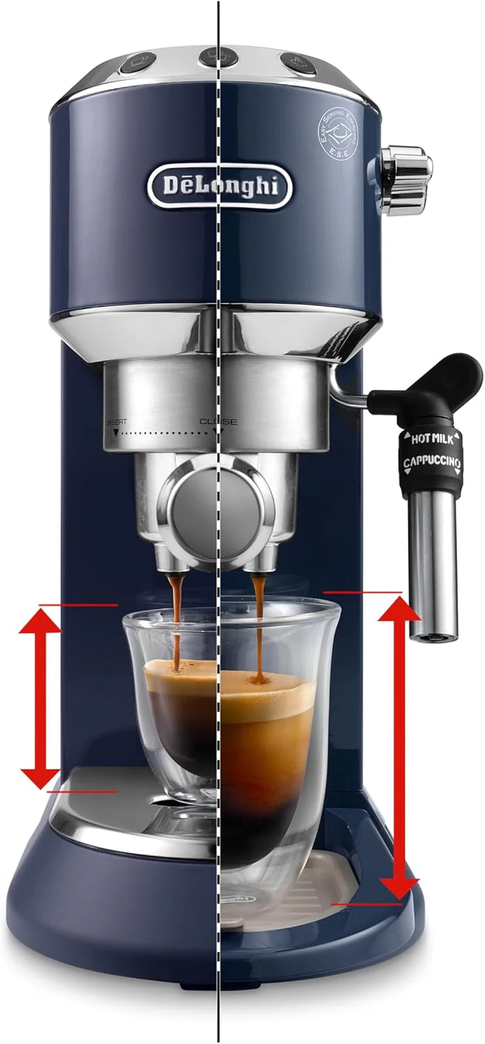 De'Longhi Dedica Duo EC890.M ręczny ekspres do kawy do espresso, cappuccino i cold brow, barman, z wyrzutnią parową do My LatteArt, wyświetlacz dotykowy, szerokość 15 cm, wyjmowany zbiornik 1,1 l,