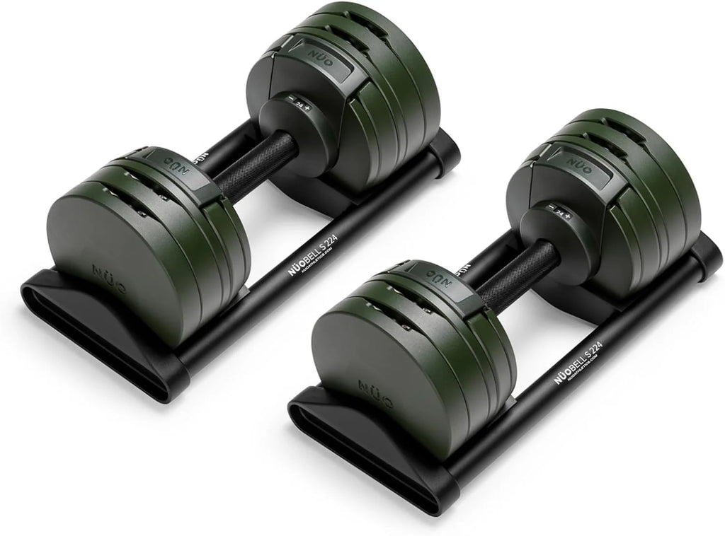 NÜOBELL S 224 Regulowany zestaw hantli | 2-24 kg z interwałami 2 kg | Szwedzki design | Uchwyt do szybkiego dopasowania pokrętła (Silver)