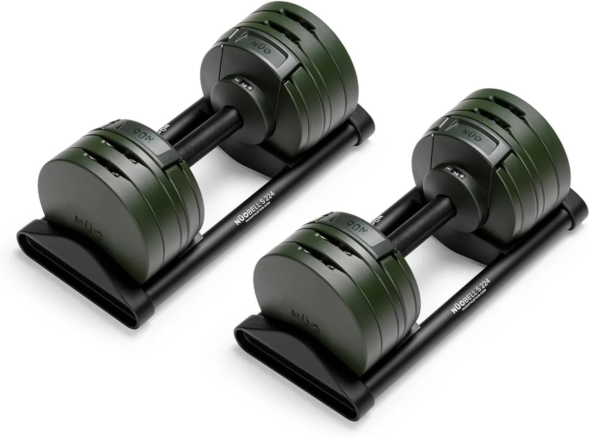 NÜOBELL S 224 Regulowany zestaw hantli | 2-24 kg z interwałami 2 kg | Szwedzki design | Uchwyt do szybkiego dopasowania pokrętła (Silver)