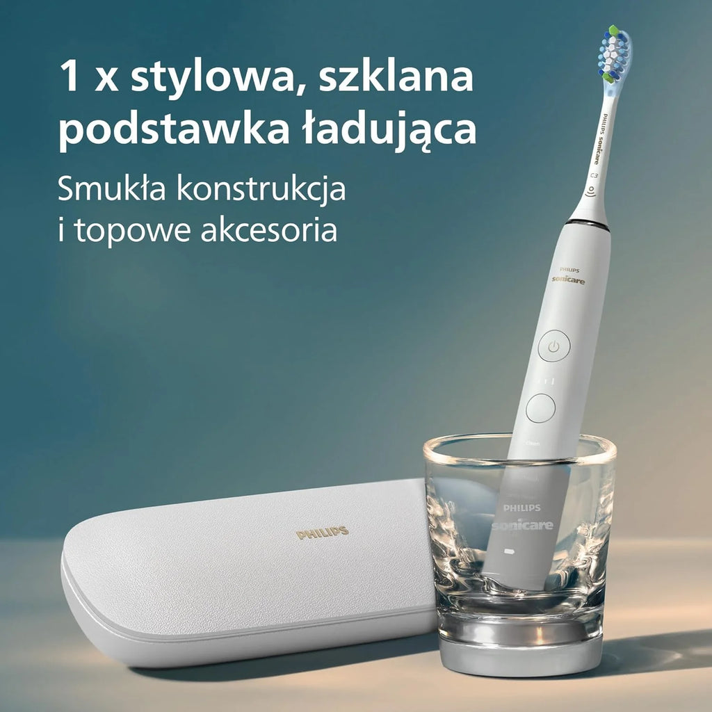 Philips Sonicare DiamondClean 9000, elektryczna szczoteczka soniczna z aplikacją, czujnik nacisku, szklanka do ładowania, kolor czarny i różowe złoto, podwójne opakowanie, model HX9914/57