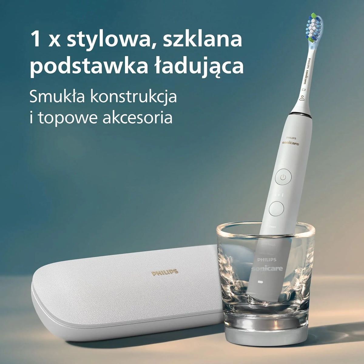 Philips Sonicare DiamondClean 9000, elektryczna szczoteczka soniczna z aplikacją, czujnik nacisku, szklanka do ładowania, kolor czarny i różowe złoto, podwójne opakowanie, model HX9914/57