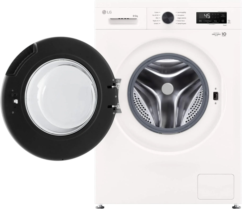 LG W4NX1085NWB pralko-suszarka 8/5 kg seria X1, pralka i suszarka, klasa A/E, 1400 r., Wi-Fi, top zdejmowany, Allergy Care, technologia 6 Motion Direct Drive, biały