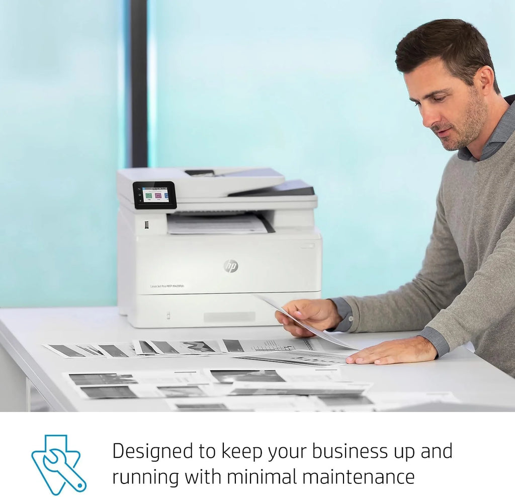 HP LaserJet Pro M428fdw wielofunkcyjna drukarka laserowa (drukarka, skaner, kopiarka, faks, WLAN, LAN, duplex, Airprint), biała, 4 w 1