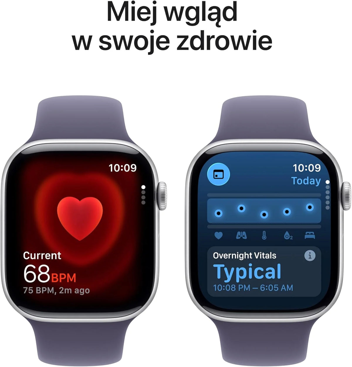 Apple Watch Series 11 GPS 42 mm Smartwatch, koperta z aluminium kolor Niedościgniona czerń, Pasek sportowy kolor czarny - S/M. Wynik snu, monitor fitness, monitorowanie stanu zdrowia