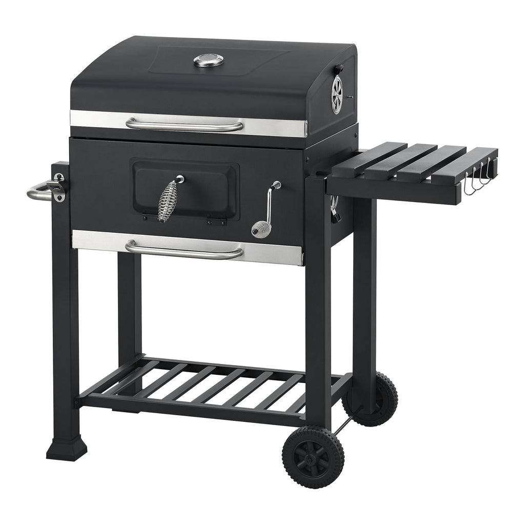 Grill węglowy Arnad z 3 stalowymi półkami 105x114x48cm - czarny [casa.pro]