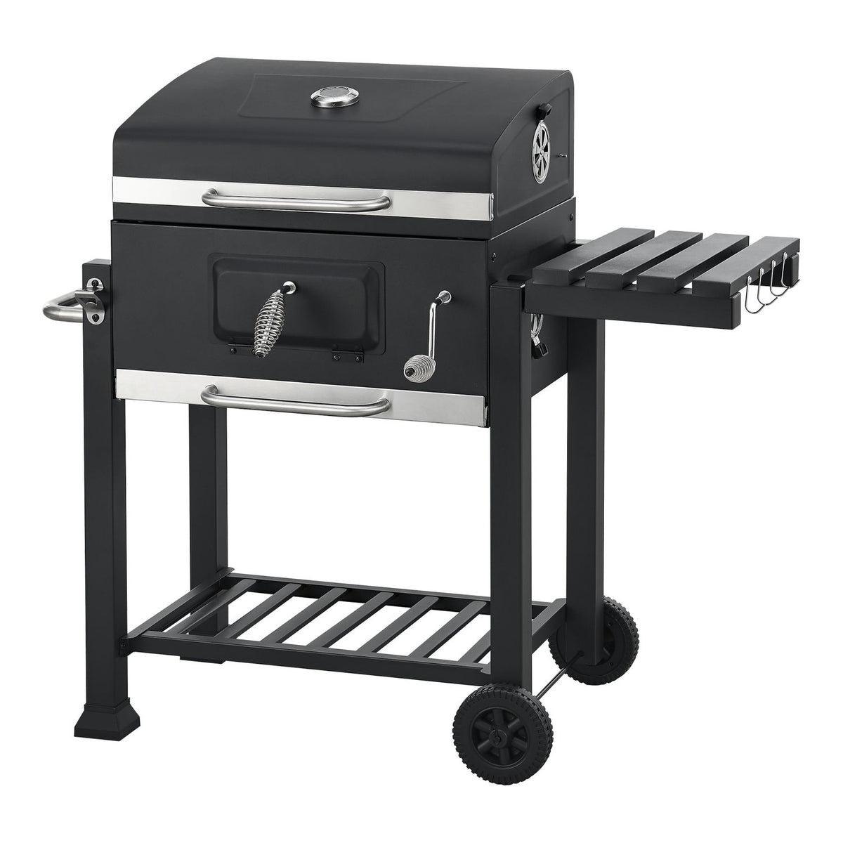 Grill węglowy Arnad z 3 stalowymi półkami 105x114x48cm - czarny [casa.pro]