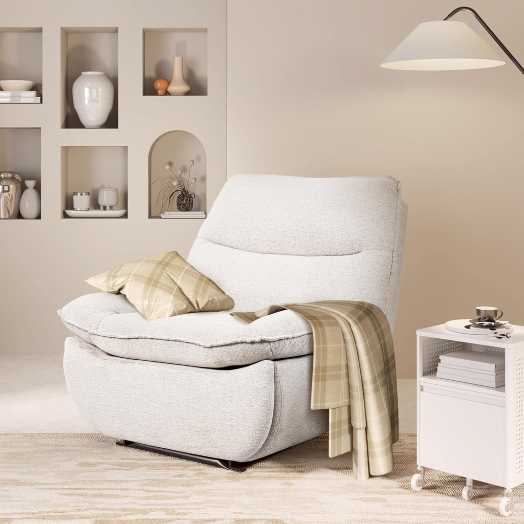 Fotel relaksacyjny FLEXISPOT XC6, sofa obrotowa z funkcją bujania, fotel telewizyjny z regulowanym oparciem, fotel rozkładany do sypialni, salonu i kina domowego (beżowy)
