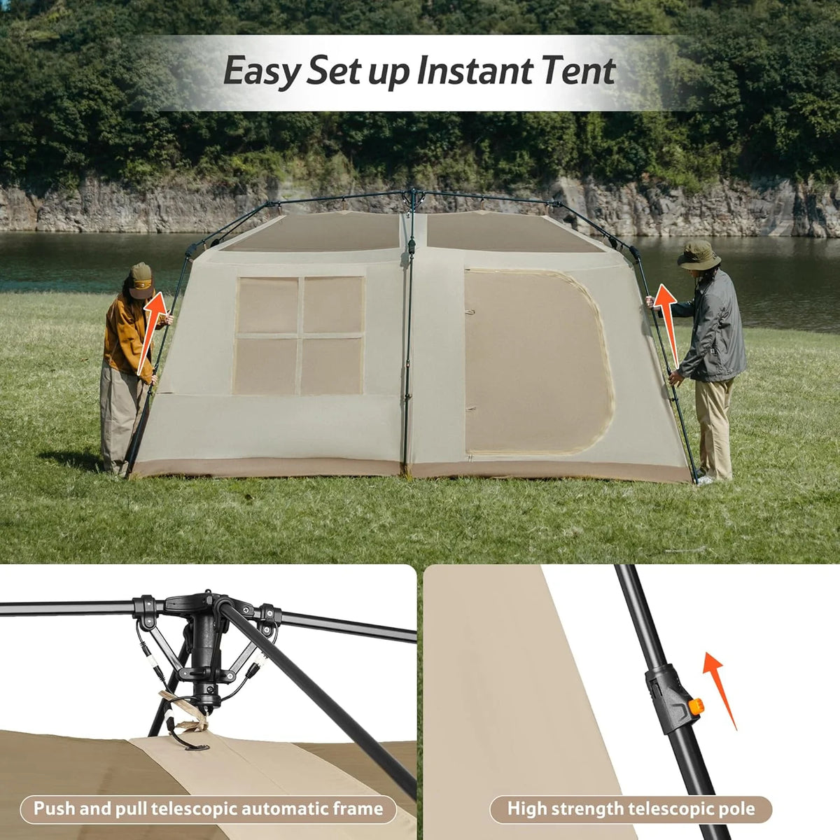 Naturehike Village namiot rodzinny, 13,0 ㎡, namiot typu pop-up, namiot domowy, kemping, namiot kempingowy dla 4-6 osób, duży namiot tunelowy o wodoodporności 2000 mm słupa wody