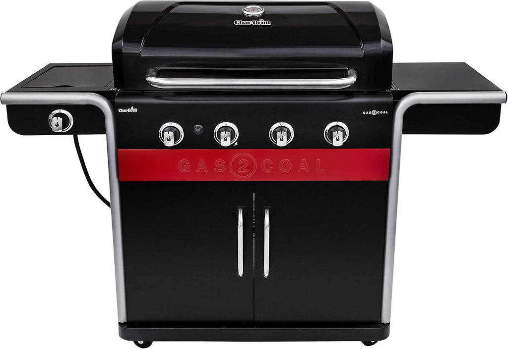 Grill hybrydowy Gas2Coal®: Trzypalnikowy grill gazowo-węglowy, wykończenie w kolorze czarnym.
