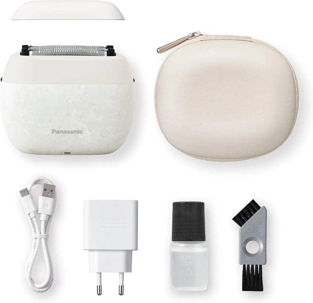 Panasonic ES-PV6B-W803 Series 900s Golarka, Golenie na Mokro i Sucho, 5-Ostrzowa Golarka Elektryczna Dla Mężczyzn, Inteligentny Czujnik Zarostu, USB-C, Etui, Biały Marmur NAGORI®