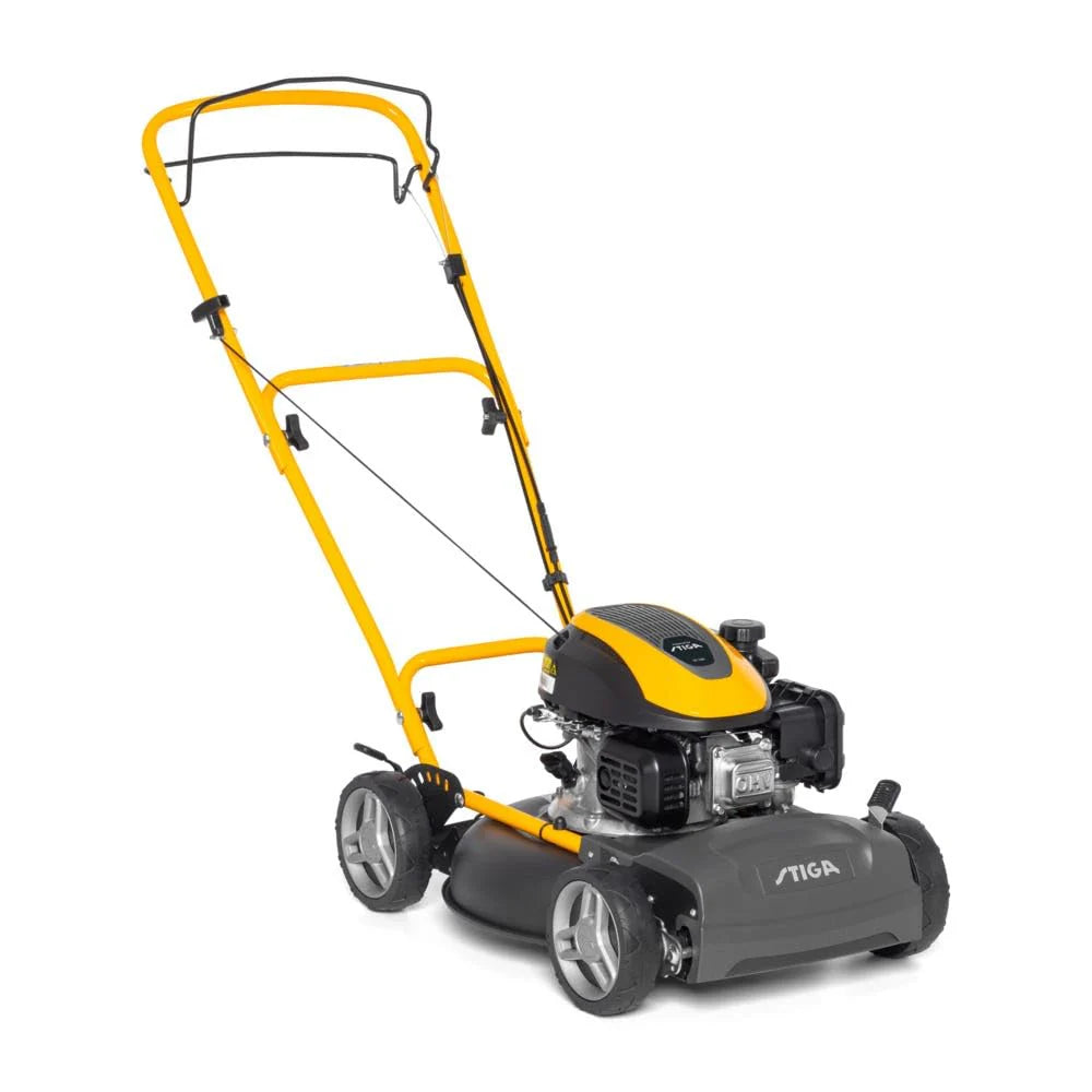 STIGA Multiclip 47 S silnik wybuchowy, kosiarka do trawy trakcyjnej z silnikiem o pojemności 123 ccm, płyta tnąca 45 cm, 5 wysokości cięcia, ergonomiczny uchwyt składany
