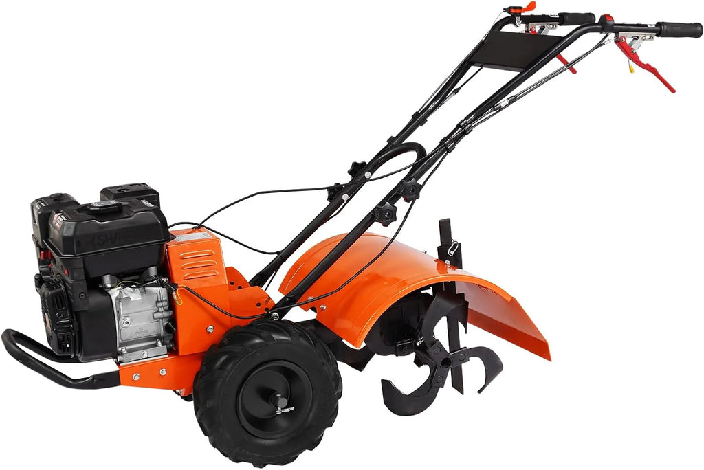 VEVOR frezarka ogrodowa 212CC pojemność silnika napędzana gazem 490 mm szerokość montażowa frez silnikowy 100 mm głębokość uprawy siekacz 65 Mn frez kultywacyjny 1680 x 500 x 1000 mm kultywator