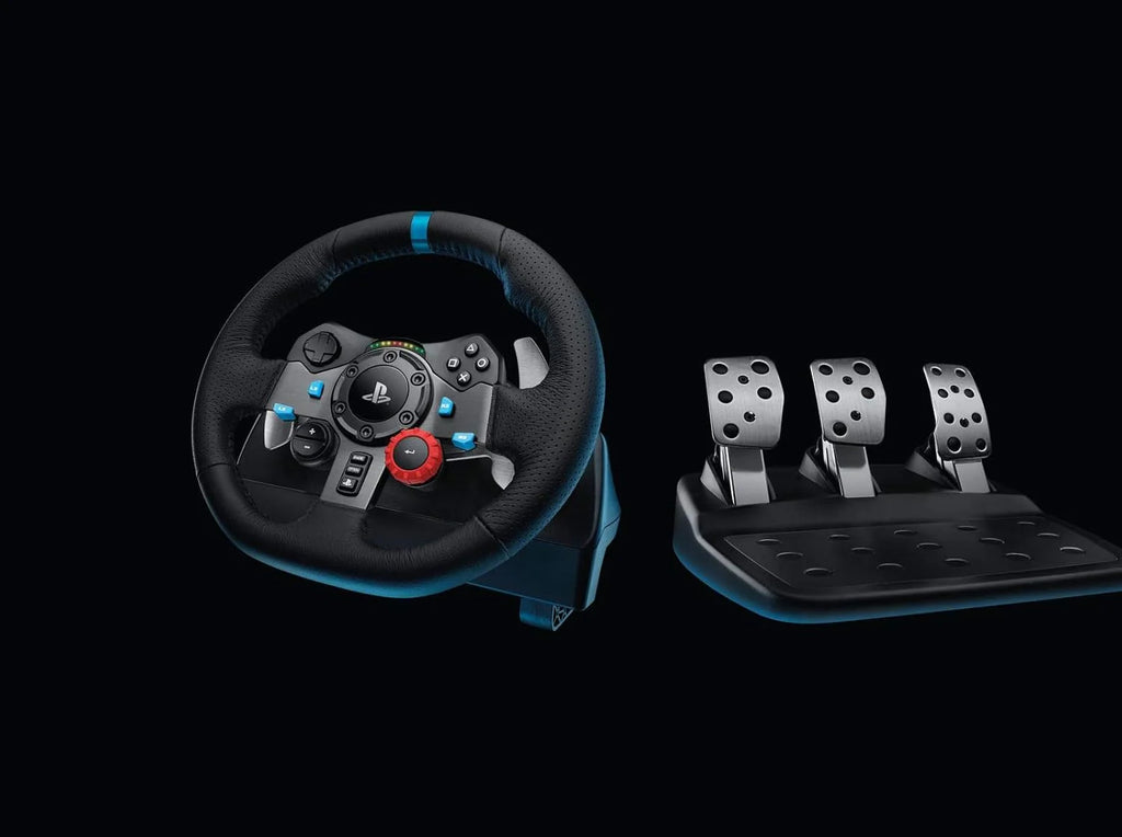 Logitech G G29 SE Driving Force, kierownica i pedały wyścigowe, siłowe sprzężenie zwrotne, prawdziwa skóra + Driving Force Shifter, dźwignia zmiany biegów - do konsol PS5, PS4 i PC/Mac - Czarny