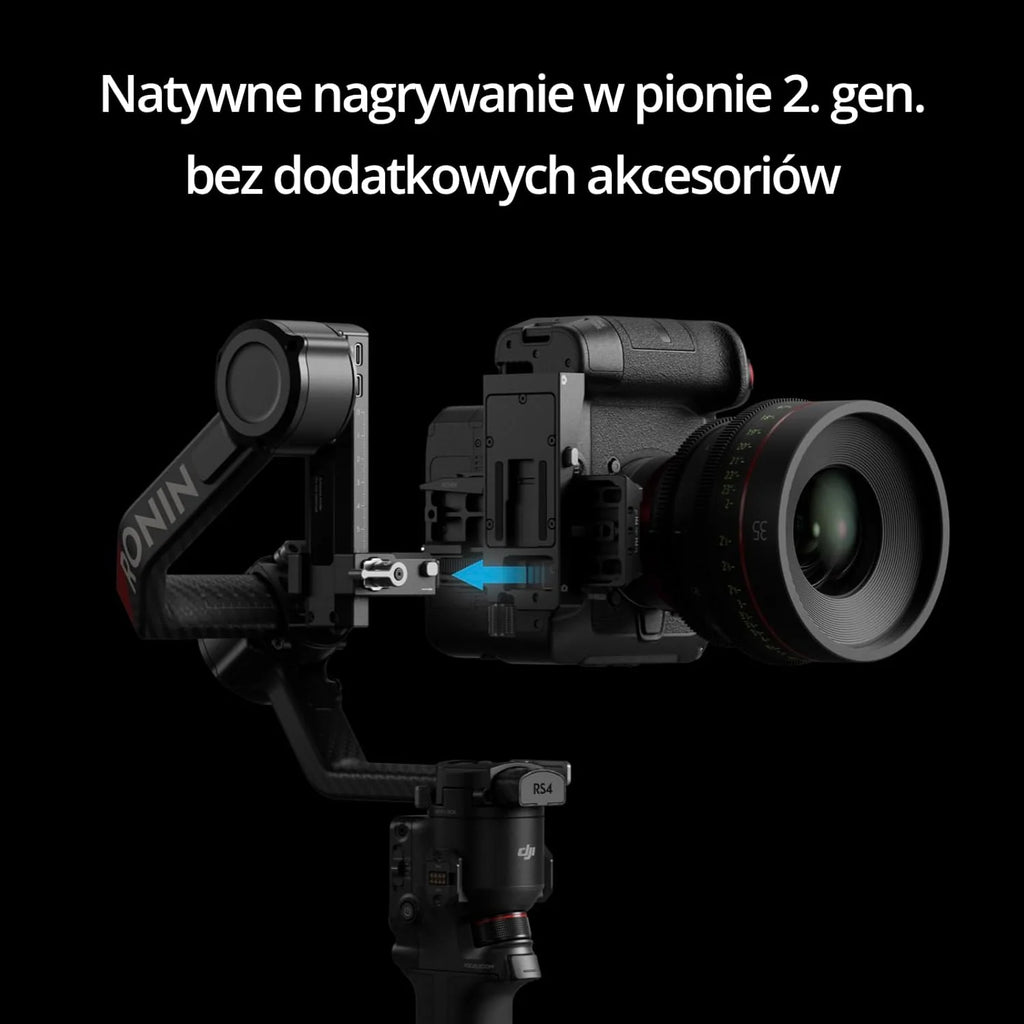 DJI RS 4 Pro Combo (2026), 3-osiowy Stabilizator gimbala do lustrzanek i kamer Canon/Sony/Panasonic/Nikon/Fujifilm, natywne nagrywanie w pionie, 4,5 kg/10 lbs udźwigu, transmisja SDR
