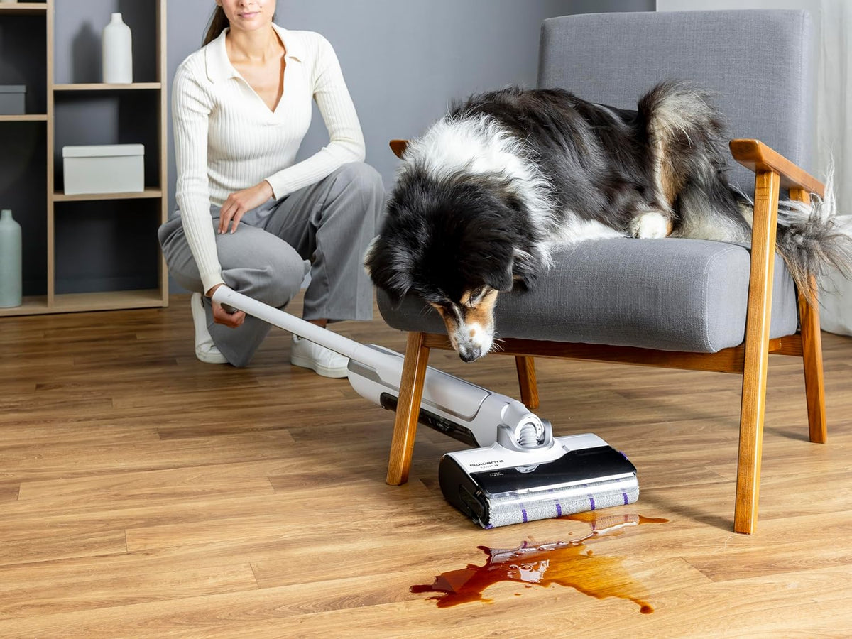 Rowenta X-Clean 10, bezprzewodowy elektryczny mop z technologią mop na mokro i suchy, samoczyszczący i automatyczny, technologia Dual Edge, duży zasięg i wyświetlacz LED, w zestawie dodatkowy filtr