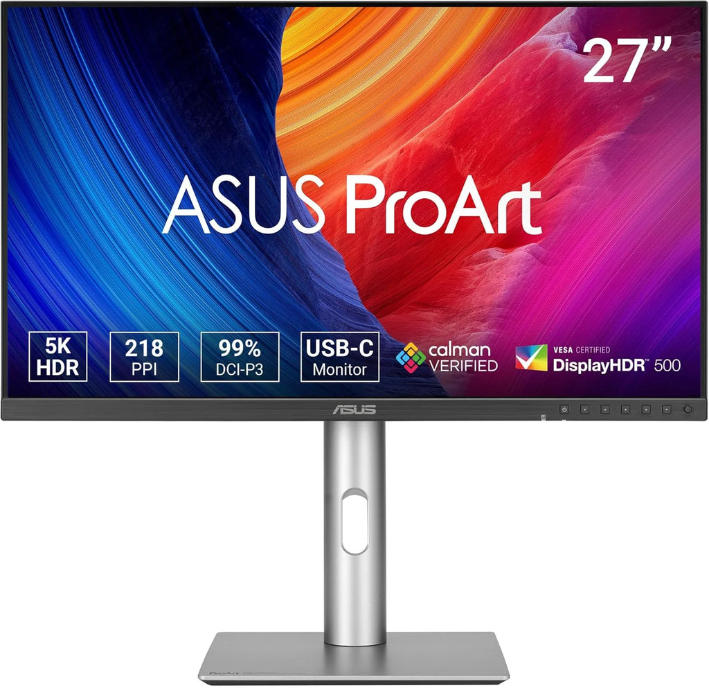 ASUS ProArt PA27JCV profesjonalny monitor 27 5K - 16:9, 5120 x 2880, 10-bitowy, LuxPixel AGLR, Auto KVM, ergonomiczny, Calman, DisplayHDR 500 - DisplayPort, HDMI, 96 W USB-C, koncentrator USB