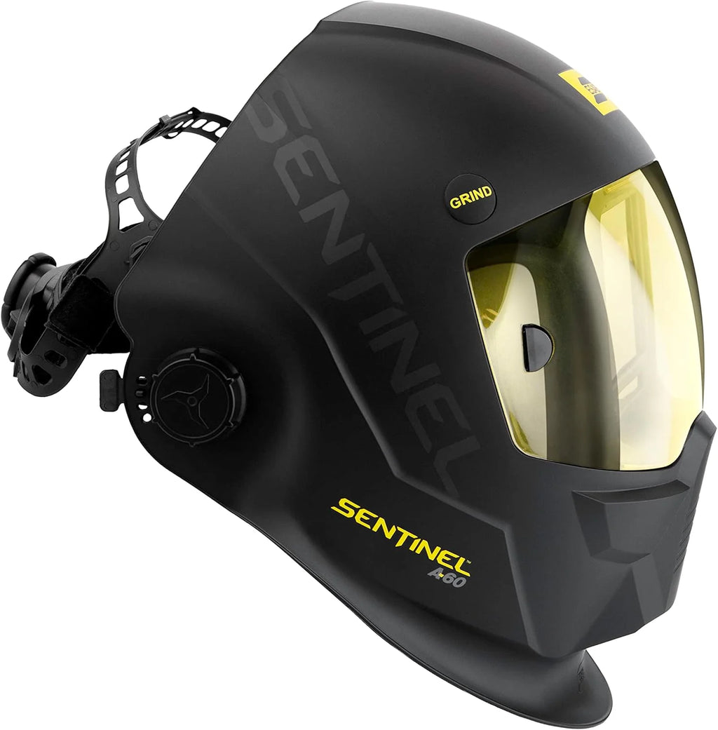 ESAB® Sentinel™ A60 kask spawalniczy, czarna, płaska konstrukcja, odporny na uderzenia nylon, duży obszar widzenia 11,8 x 7,1 cm