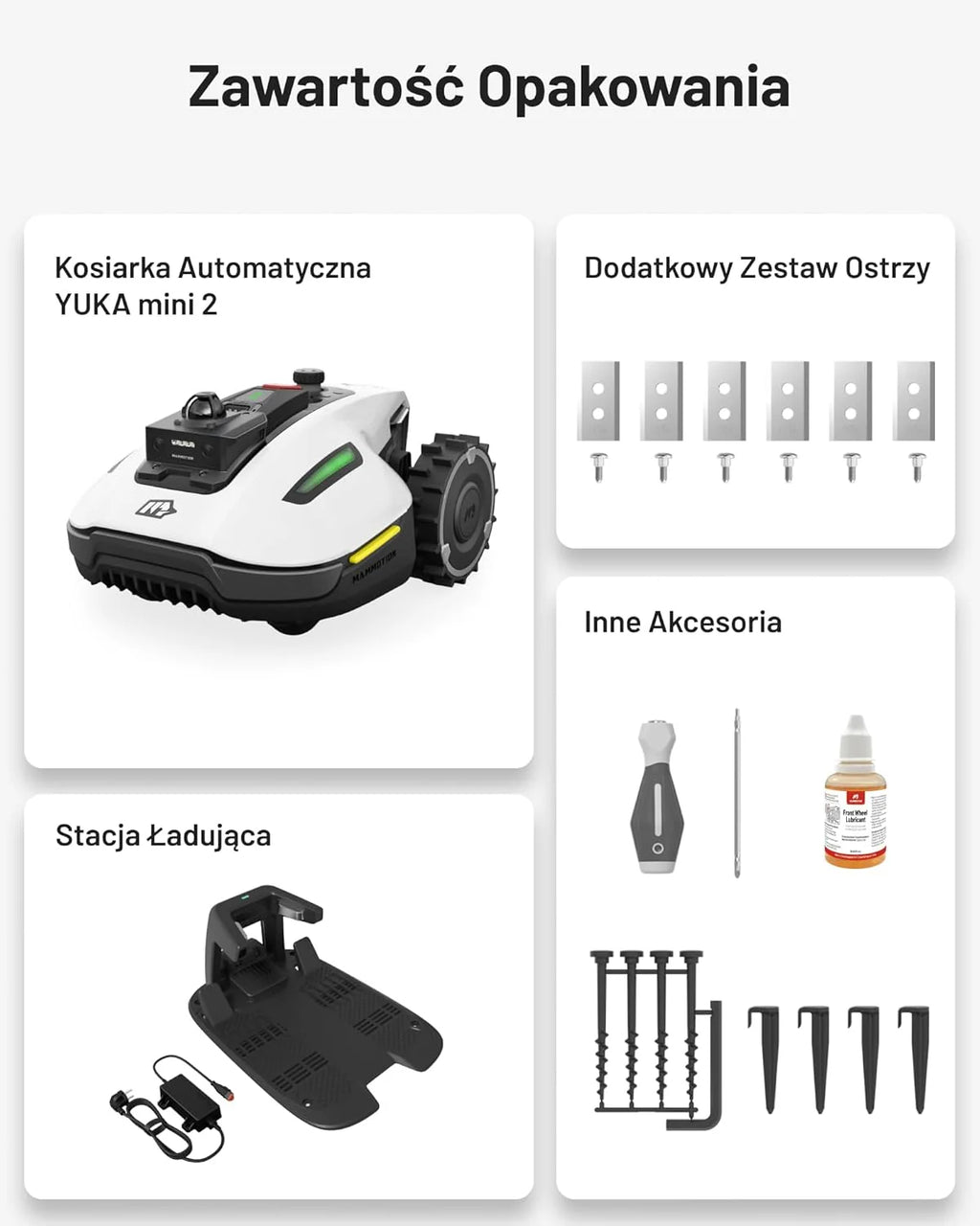 Mammotion YUKA 2000 Kosiarka Automatyczna z zamiatarką, Zalecane 2000 m², maks.2400 m²,i Nachyleniu 45%, UltraSense AI Vision do Auto-Mapowania Wysokość Koszenia 20-90mm Szerokość Koszenia 320mm