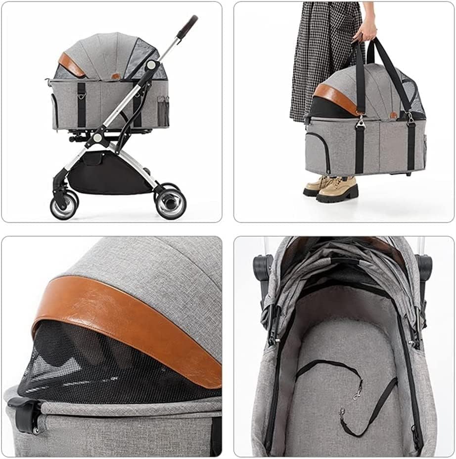 Premium Pet Stroller Dla Kotów Psów Lekki Składany Wózek Dla Zwierząt 4 Koła Materiały Podróżne Oddzielny Wózek Dla Psa Buggy Pushchairs (Color : Black)