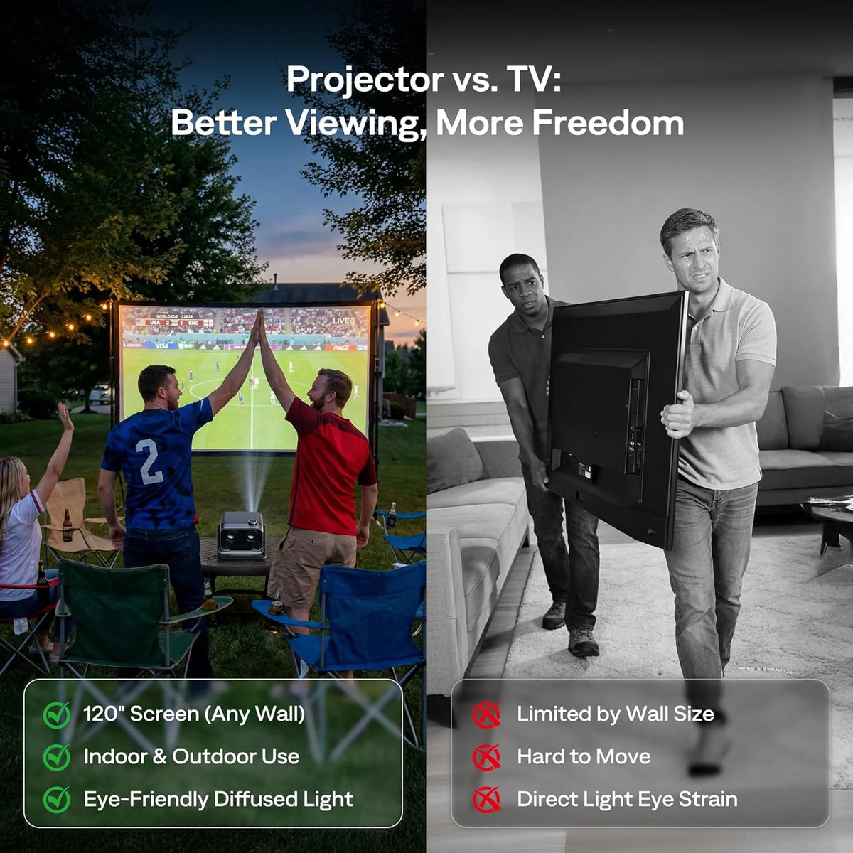 Aurzen Boom Mini 4 w 1 inteligentny projektor z Google TV, kino domowe i projektor zewnętrzny z obsługą 4K, dźwięk Dolby 20 W, projektor 500 ANSI, autofokus ToF i korekcja trapezu