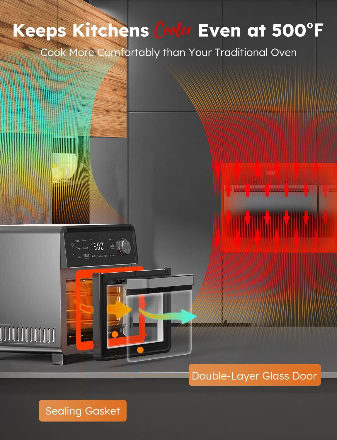 Nuwave X Chef Todd English Air Freyer Oven Combo, grill wtykowy z podgrzewaczami do podgrzewaczy, prawdziwy smak węgla drzewnego, nowy system konwekcji 2024, 2 razy bardziej jednolity, 100 wstępnie