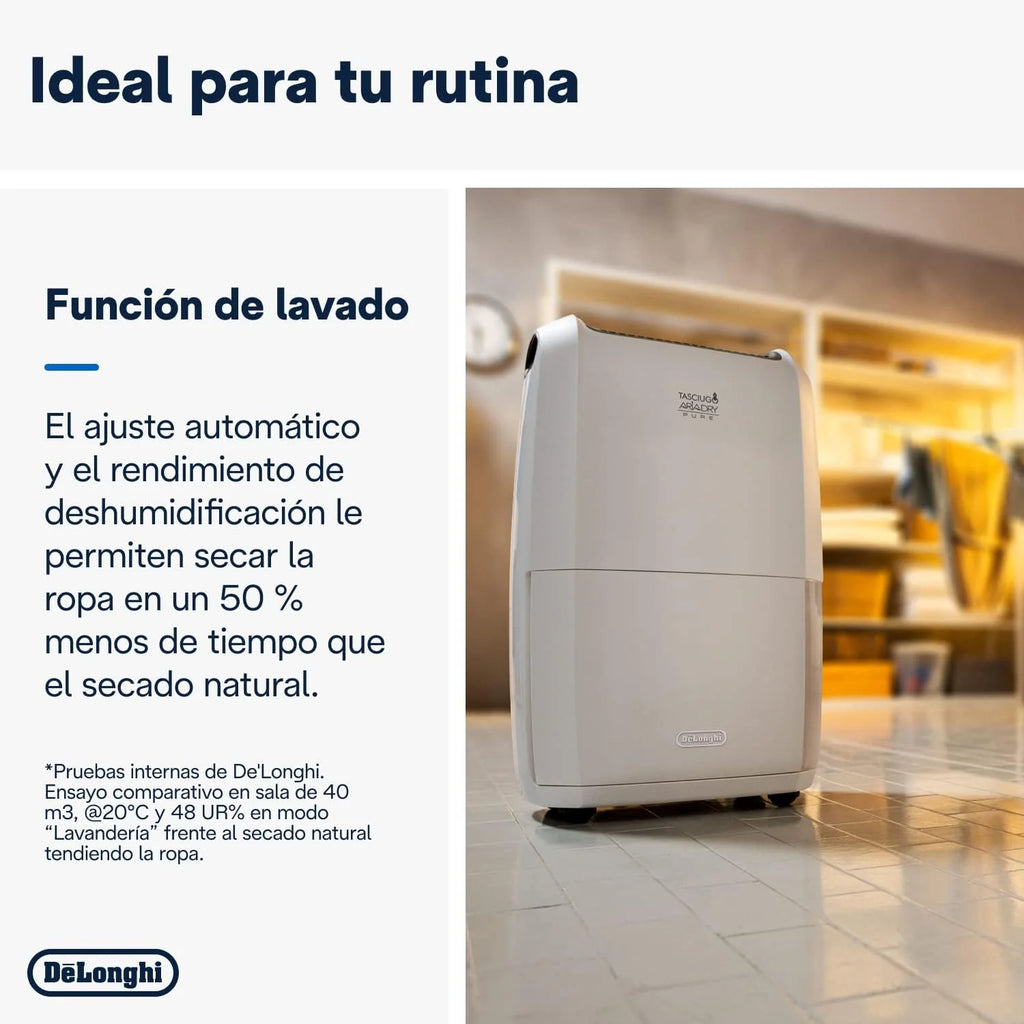 De'Longhi Tasciugo AriaDry Pure DDSX220WFA osuszacz powietrza i oczyszczacz powietrza do pomieszczeń do 90 m³, funkcja prania, kompatybilny z Wi-Fi, certyfikat alergików, 21 l/dzień, czarny