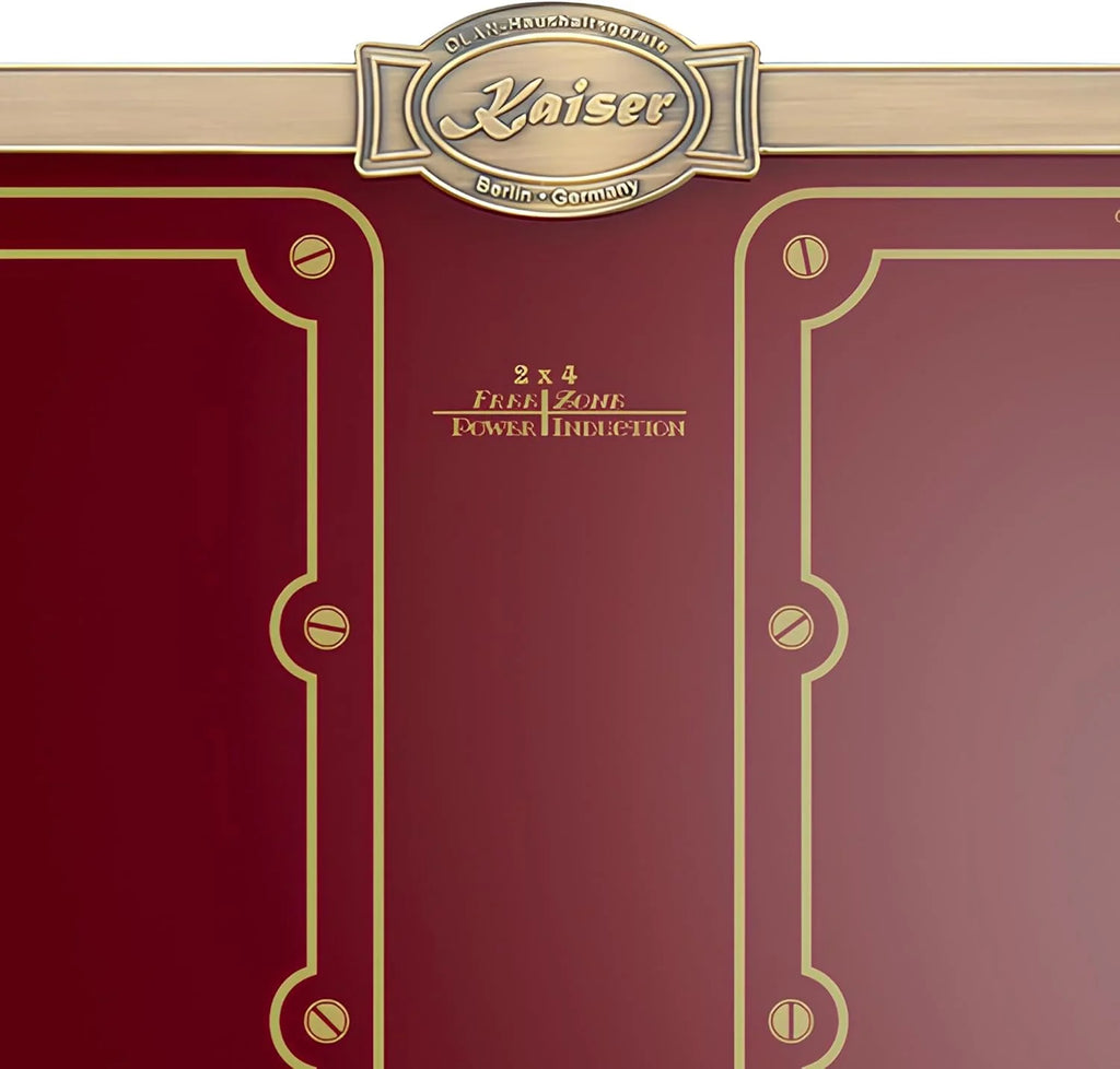 Kaiser KCT 6192 FI RotEm płyta indukcyjna 60 cm • 8 elementów grzewczych: 4 × 2 indukcyjne strefy grzewcze • FREE ZONE z 2 strefami indukcyjnymi Flex • Bordeaux szkło ceramiczne z antycznym złotym