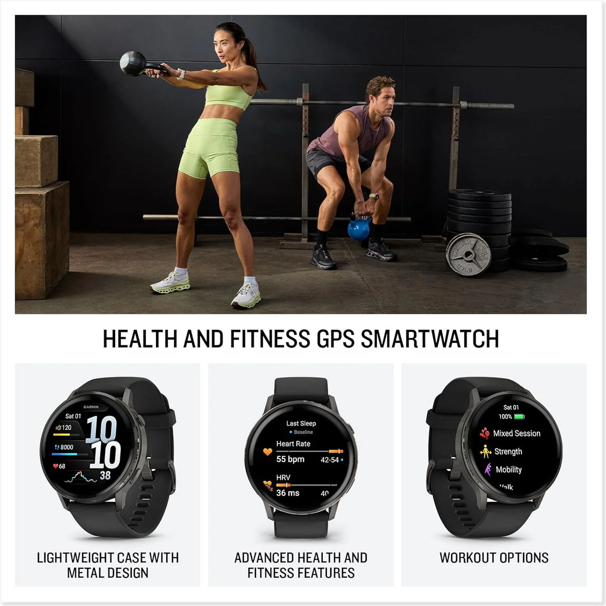 Garmin Venu 4 Premium Smartwatch GPS 41mm, AMOLED, Latarka LED, Slate Black/Black