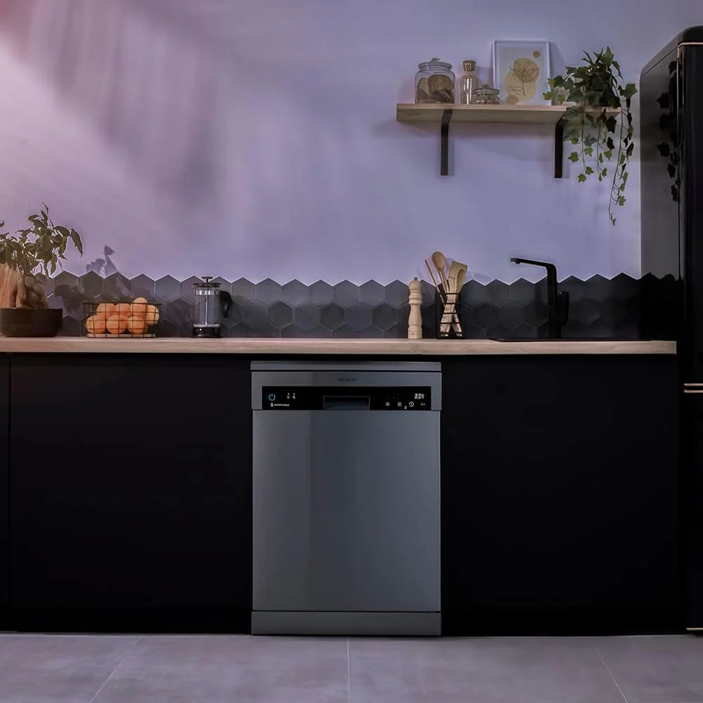 Cecotec Zmywarka 60cm Wolnostojący Bolero Aguazero 6500 Inox C. 15 sztućców, 3. Taca, 6 Programów z Dual Zone Wash, Dry+, Auto Open, Średnie obciążenie, Odroczony start, Silnik Inverter Plus