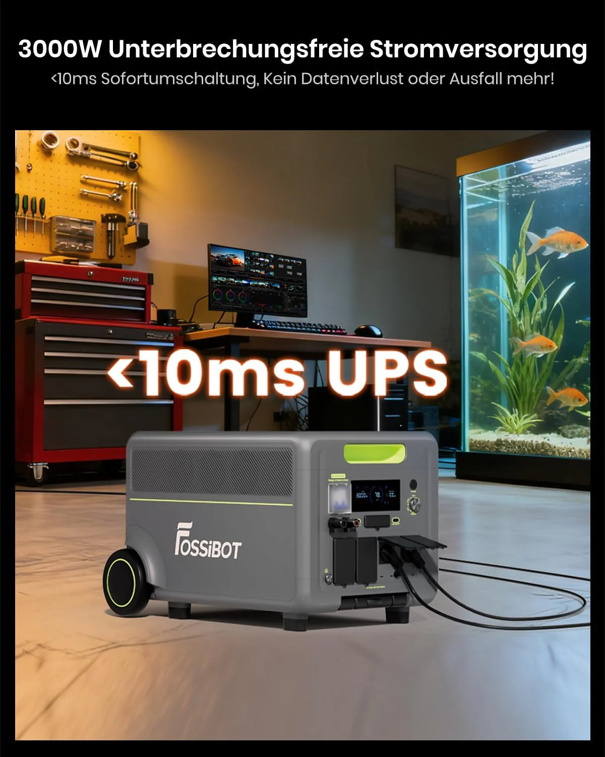 FOSSiBOT - POLSKA F2400, Przenośna stacja zasilająca 2048 Wh/2400W LiFePO4 UPS Generator słoneczny, 5-letnia gwarancja