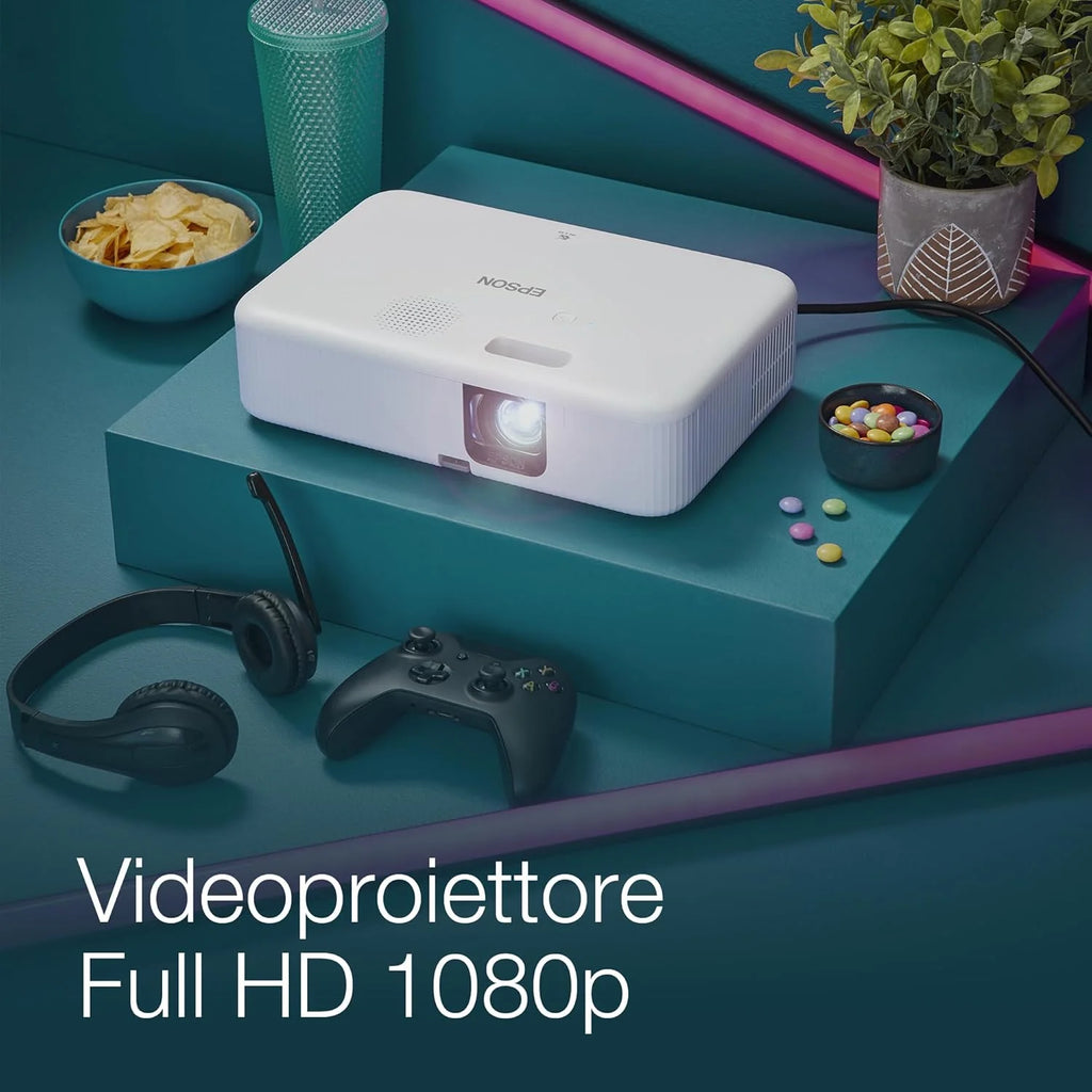 Epson CO-FH02 projektor 3LCD (Full HD 1920 x 1080p, 3000 lumenów, kolor biały i kolorowy, przekątna ekranu 9,93 m, Android TV, HDMI)