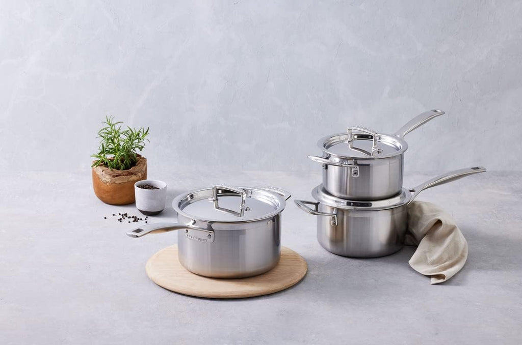 Le Creuset 96209400001000 3-Warstwowy Zestaw Naczyń Ze Stali Nierdzewnej, Srebrny, 5 Sztuk